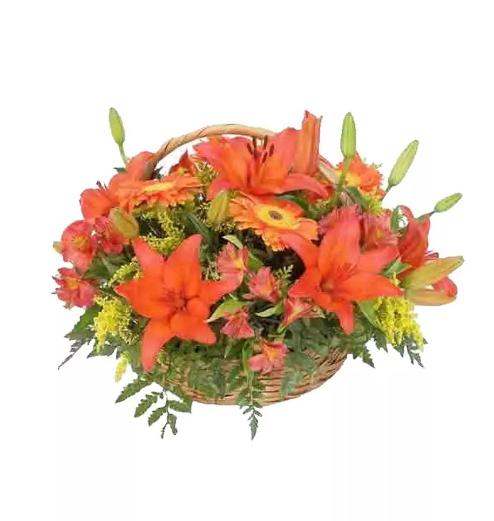 Classic Assortment of Mixed Flowers in a Basket