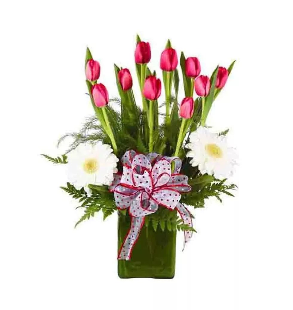 Festive Everlasting Flower Bouquet of Gerbera N Tulips