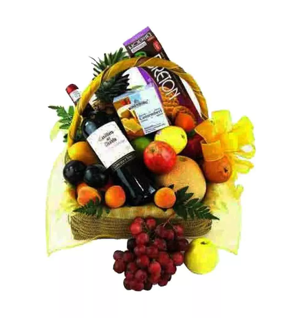 Special Gift Hamper of Fruits, Gourmet and Wine Delights